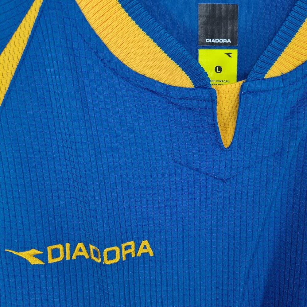 Diadora Men's L Performance Shirt Top Athletic Running Vented Blue Short Sleeve - Picture 2 of 6